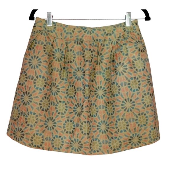 Miami Geometric Patterned A-Line Mini Skirt Sz M Sparkle Effect - Picture 1 of 7
